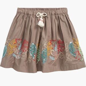 Peek…Aren’t you Curious Girls’ Leaf Embroidered Border Skirt